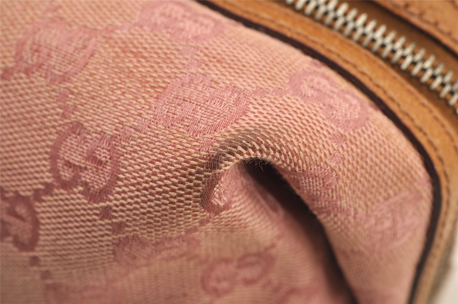Authentic GUCCI Hand Boston Bag Purse GG Canvas Leather 113009 Pink 6839I