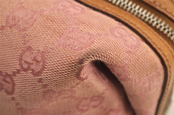 Authentic GUCCI Hand Boston Bag Purse GG Canvas Leather 113009 Pink 6839I
