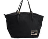 Authentic FENDI Vintage Tote Hand Bag Purse Jersey Leather Black Junk 6842I