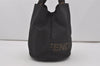 Authentic FENDI Vintage Nylon Leather Hand Tote Bag Purse Black 6843I