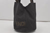 Authentic FENDI Vintage Nylon Leather Hand Tote Bag Purse Black 6843I