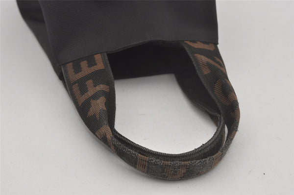Authentic FENDI Vintage Nylon Leather Hand Tote Bag Purse Black 6843I