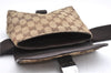 Authentic GUCCI Waist Body Bag Purse GG Canvas Leather 131236 Brown 6848F