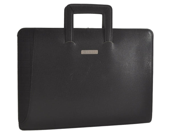 Authentic BURBERRY Vintage Leather Briefcase Business Bag Black 6848I