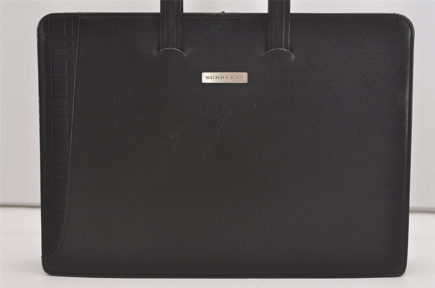 Authentic BURBERRY Vintage Leather Briefcase Business Bag Black 6848I