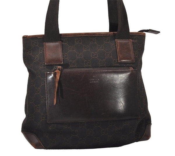 Authentic GUCCI Shoulder Tote Bag Purse GG Canvas Leather 28893 Brown 6849I