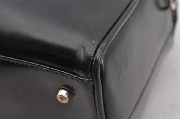 Authentic GUCCI Interlocking G 2Way Hand Bag Purse Enamel Black Junk 6853I