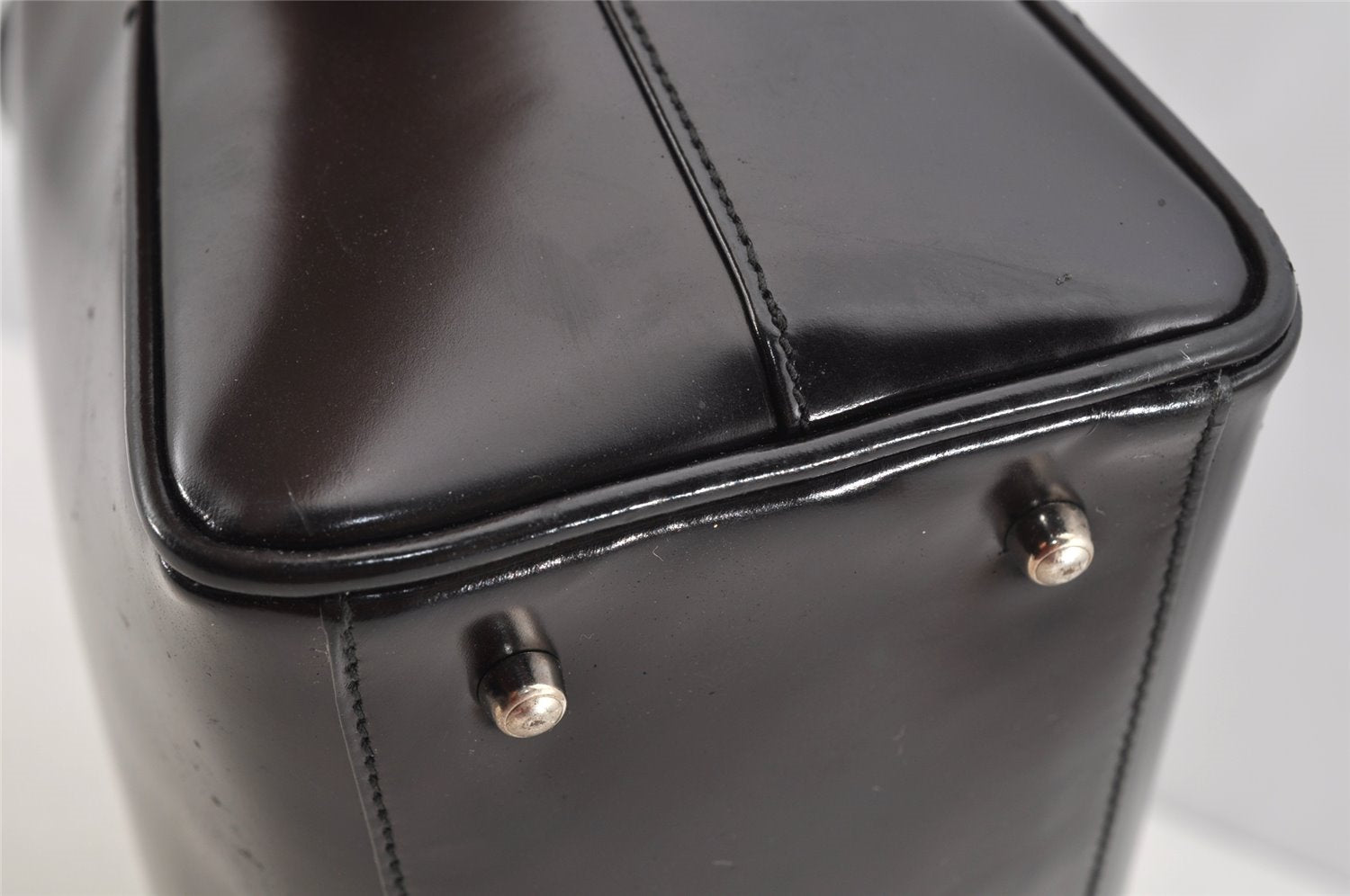 Authentic GUCCI Interlocking G 2Way Hand Bag Purse Enamel Black Junk 6853I