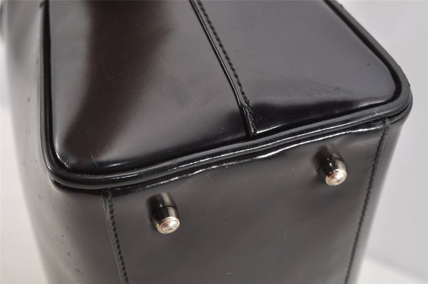 Authentic GUCCI Interlocking G 2Way Hand Bag Purse Enamel Black Junk 6853I