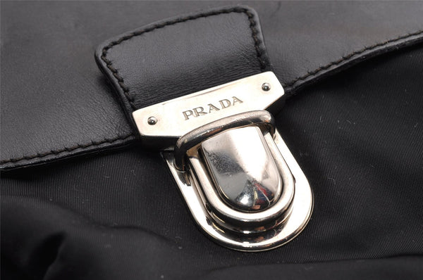 Authentic PRADA Vintage Nylon Tessuto Leather Business BriefCase Black 6854I