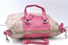 Auth COACH Ashley Dotted Op Art Satchel 2Way Hand Bag Canvas Leather Beige 6855E