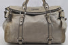 Authentic MIU MIU Ribbon Leather 2Way Shoulder Hand Bag Light Gray 6855I