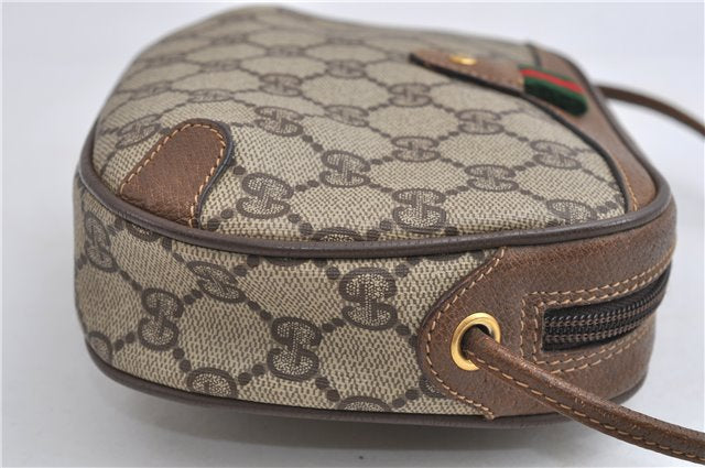 Authentic GUCCI Web Sherry Line Shoulder Cross Bag GG PVC Leather Brown 6858F