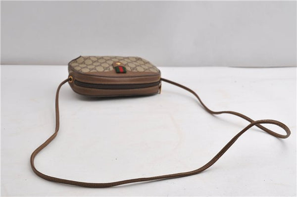 Authentic GUCCI Web Sherry Line Shoulder Cross Bag GG PVC Leather Brown 6858F