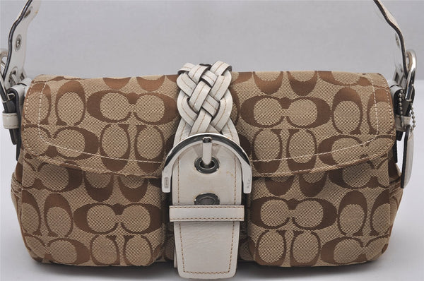 Authentic COACH Signature Shoulder Hand Bag Canvas Leather 6314 Brown 6862I