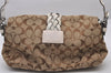 Authentic COACH Signature Shoulder Hand Bag Canvas Leather 6314 Brown 6862I