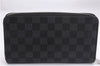 Authentic Louis Vuitton Damier Graphite Zippy Organizer Wallet N63077 Box 6865E