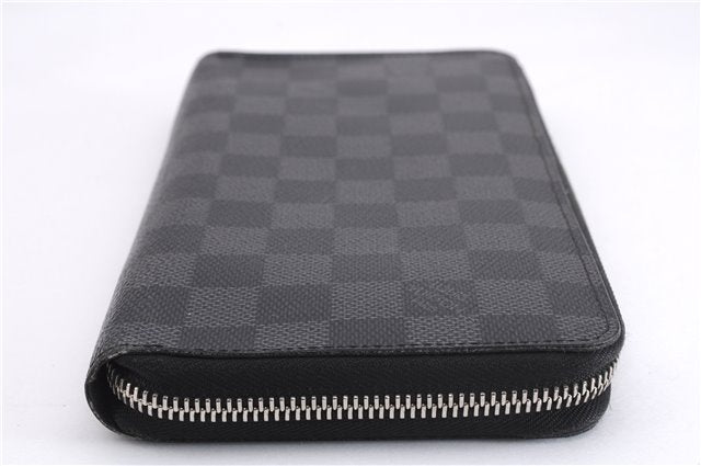 Authentic Louis Vuitton Damier Graphite Zippy Organizer Wallet N63077 Box 6865E