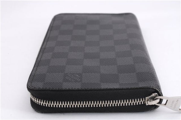 Authentic Louis Vuitton Damier Graphite Zippy Organizer Wallet N63077 Box 6865E