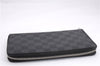 Authentic Louis Vuitton Damier Graphite Zippy Organizer Wallet N63077 Box 6865E