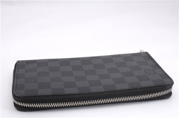 Authentic Louis Vuitton Damier Graphite Zippy Organizer Wallet N63077 Box 6865E