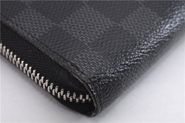 Authentic Louis Vuitton Damier Graphite Zippy Organizer Wallet N63077 Box 6865E