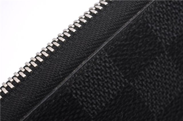 Authentic Louis Vuitton Damier Graphite Zippy Organizer Wallet N63077 Box 6865E