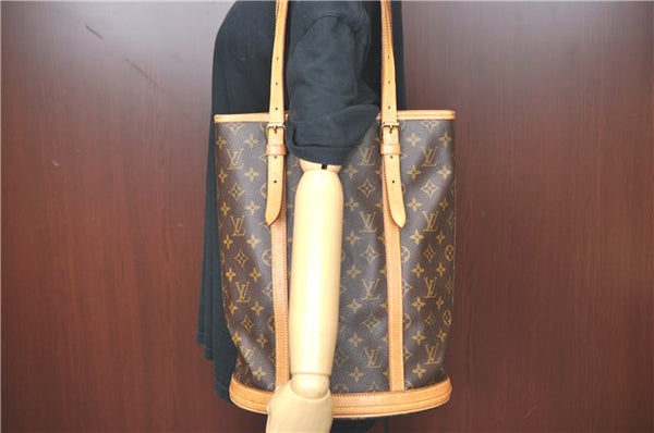 Authentic Louis Vuitton Monogram Bucket GM Shoulder Bag M42236 LV Junk 6866B