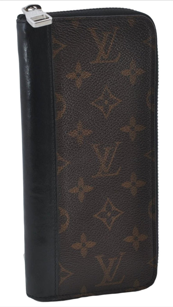 Authentic Louis Vuitton Monogram Macassar Zippy Wallet Vertical M60109 LV 6866E