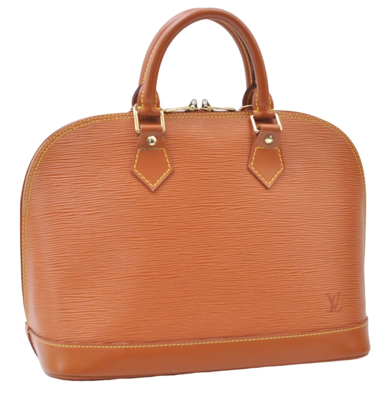Authentic Louis Vuitton Epi Alma PM Hand Bag Brown M52148 LV 6867E