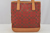 Authentic COACH Vintage Signature Hand Bag Purse Canvas Leather 6092 Red 6873I