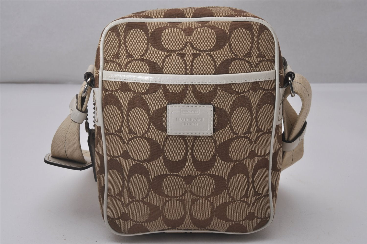 Authentic COACH Signature Shoulder Crossbody Bag Canvas Leather 6451 Brown 6874I