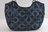 Authentic COACH Madison Dotted Op Art Sophia Canvas Leather Tote Bag Blue 6875I