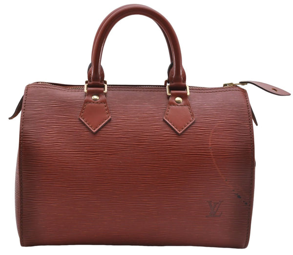 Authentic Louis Vuitton Epi Speedy 25 Hand Boston Bag Brown M43013 LV 6877D