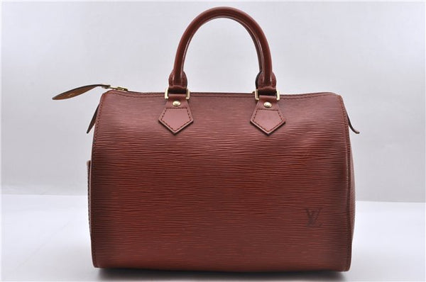 Authentic Louis Vuitton Epi Speedy 25 Hand Boston Bag Brown M43013 LV 6877D