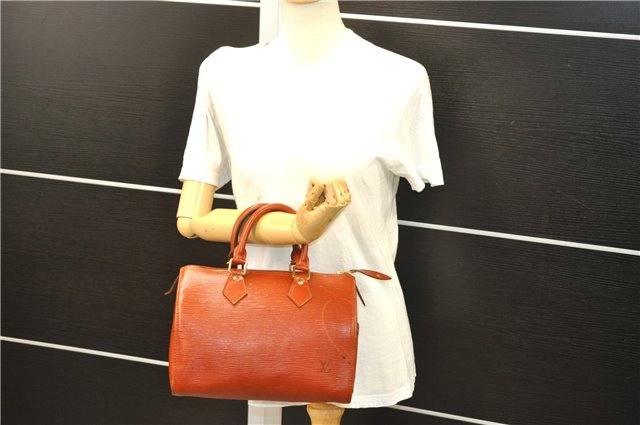 Authentic Louis Vuitton Epi Speedy 25 Hand Boston Bag Brown M43013 LV 6877D