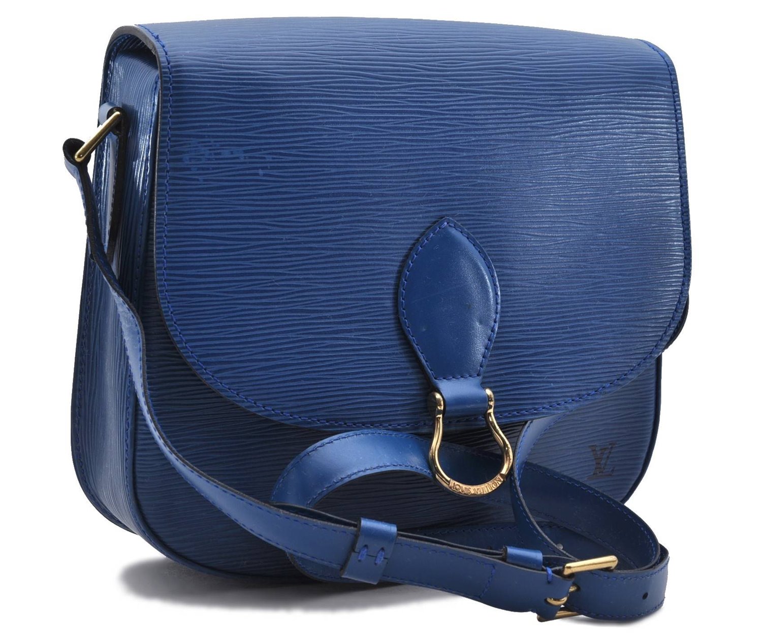 Auth LOUIS VUITTON Epi Saint Cloud GM Shoulder Cross Body Bag M52195 Blue 6878C