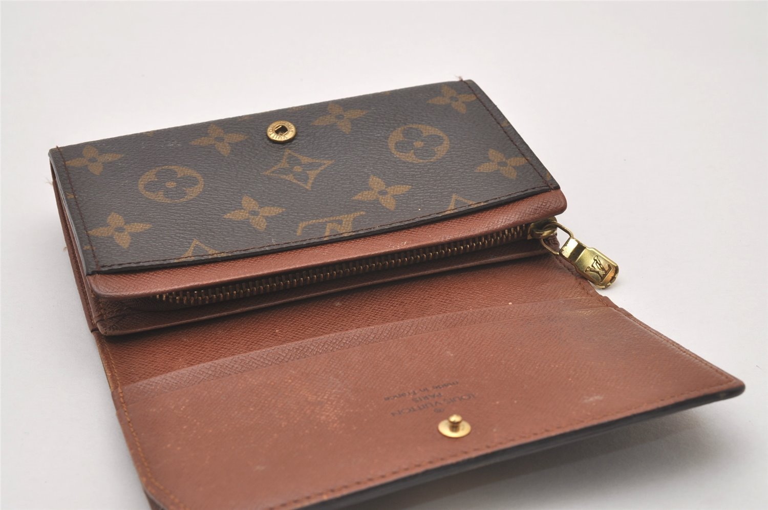 Auth Louis Vuitton Monogram Porte Monnaie Billets Tresor Wallet M61730 LV 6878I