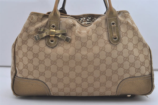 Authentic GUCCI Princy GG Canvas Leather Shoulder Tote Bag 163805 Beige 6886I