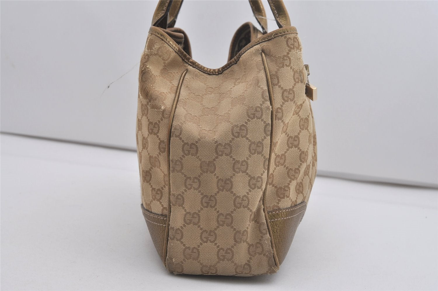 Authentic GUCCI Princy GG Canvas Leather Shoulder Tote Bag 163805 Beige 6886I