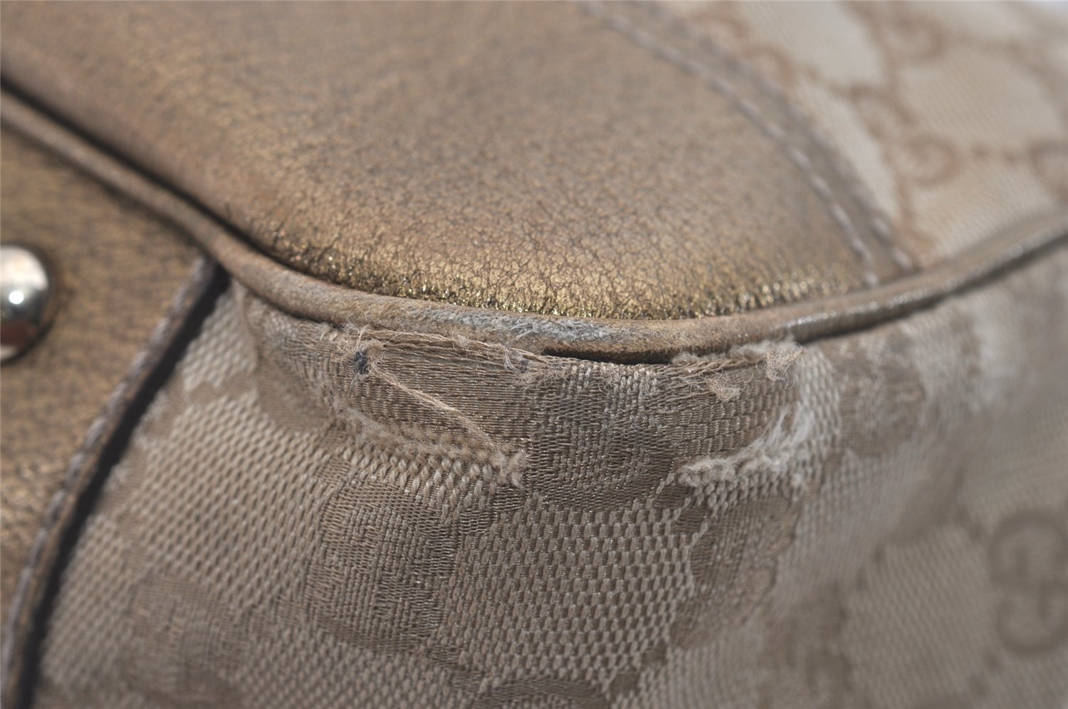 Authentic GUCCI Princy GG Canvas Leather Shoulder Tote Bag 163805 Beige 6886I