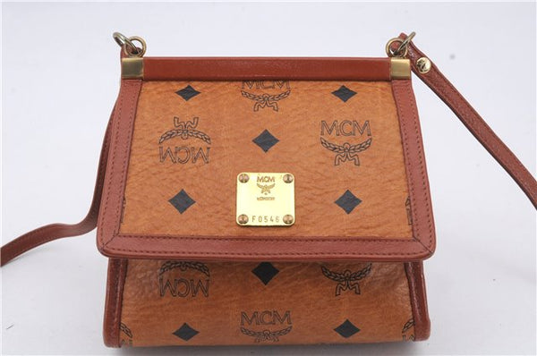 Authentic MCM Visetos Leather Vintage Shoulder Cross Body Bag Purse Brown 6887D