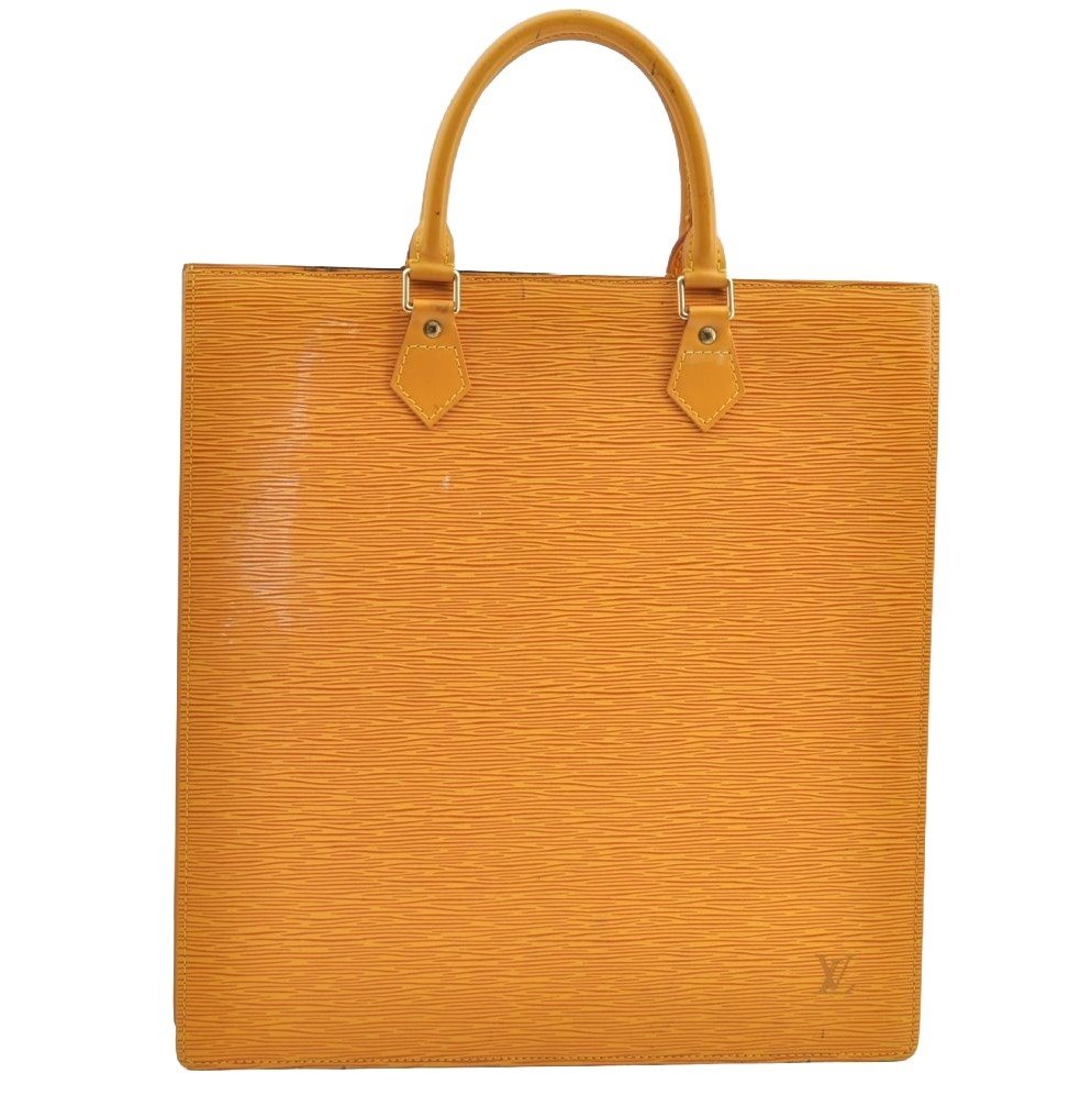 Authentic Louis Vuitton Epi Leather Sac Plat Hand Bag M52079 Yellow Junk 6889G