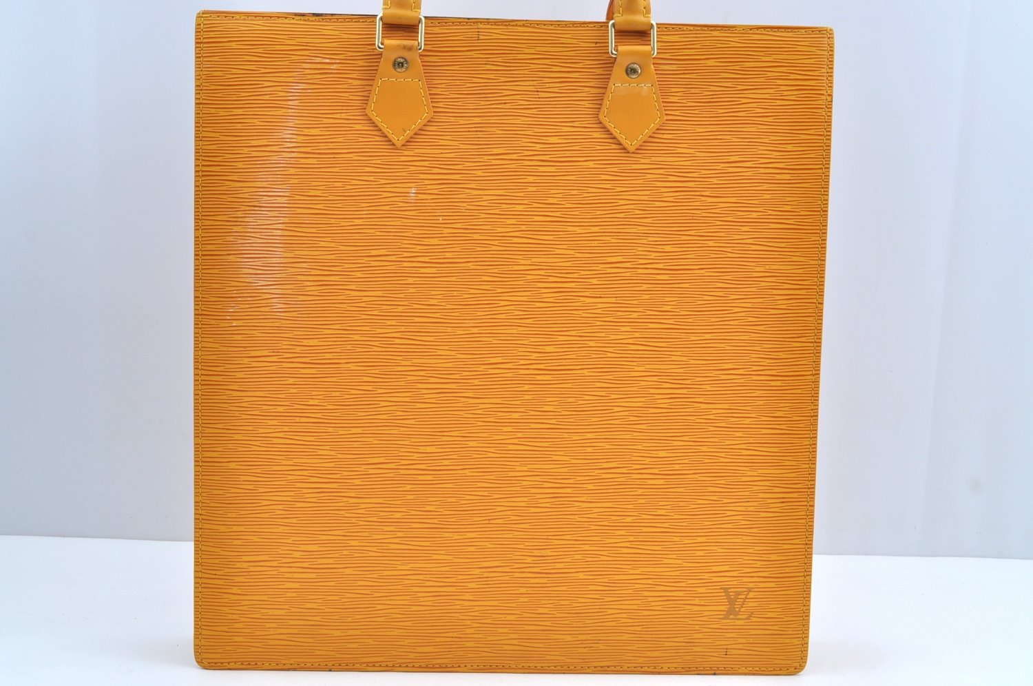 Authentic Louis Vuitton Epi Leather Sac Plat Hand Bag M52079 Yellow Junk 6889G