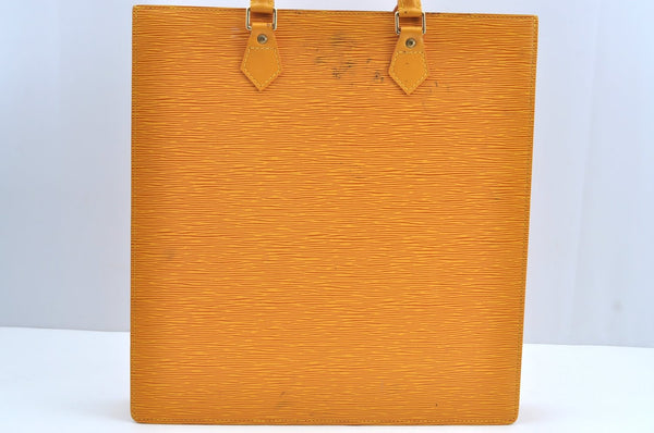 Authentic Louis Vuitton Epi Leather Sac Plat Hand Bag M52079 Yellow Junk 6889G