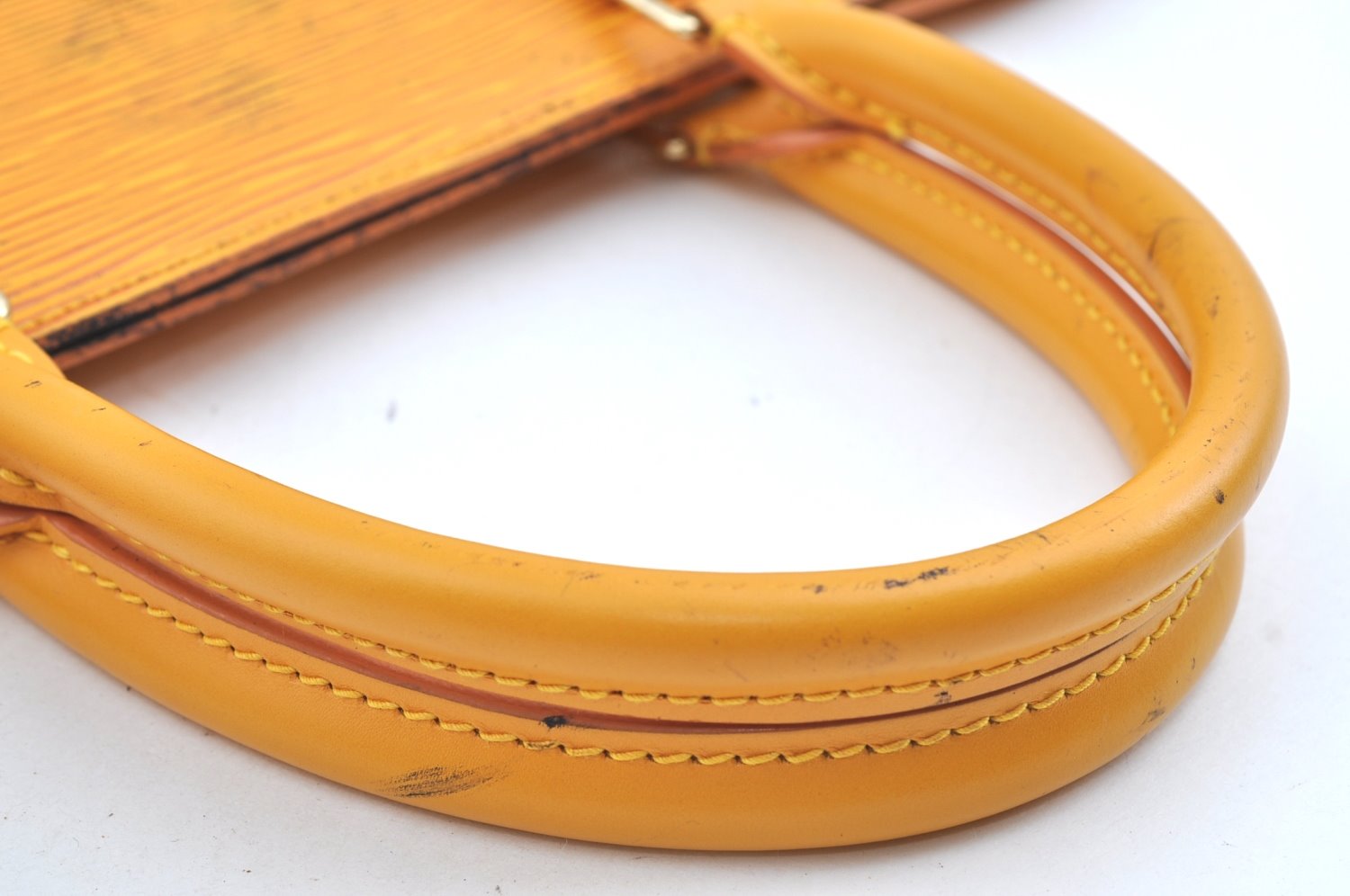 Authentic Louis Vuitton Epi Leather Sac Plat Hand Bag M52079 Yellow Junk 6889G