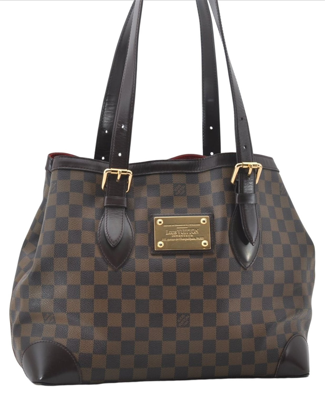 Authentic Louis Vuitton Damier Hampstead MM Shoulder Tote Bag N51204 LV 6891E