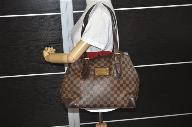 Authentic Louis Vuitton Damier Hampstead MM Shoulder Tote Bag N51204 LV 6891E