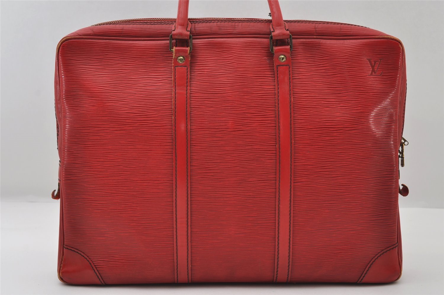 Authentic Louis Vuitton Epi Porte Documents Voyage Briefcase Red M54477 LV 6891I