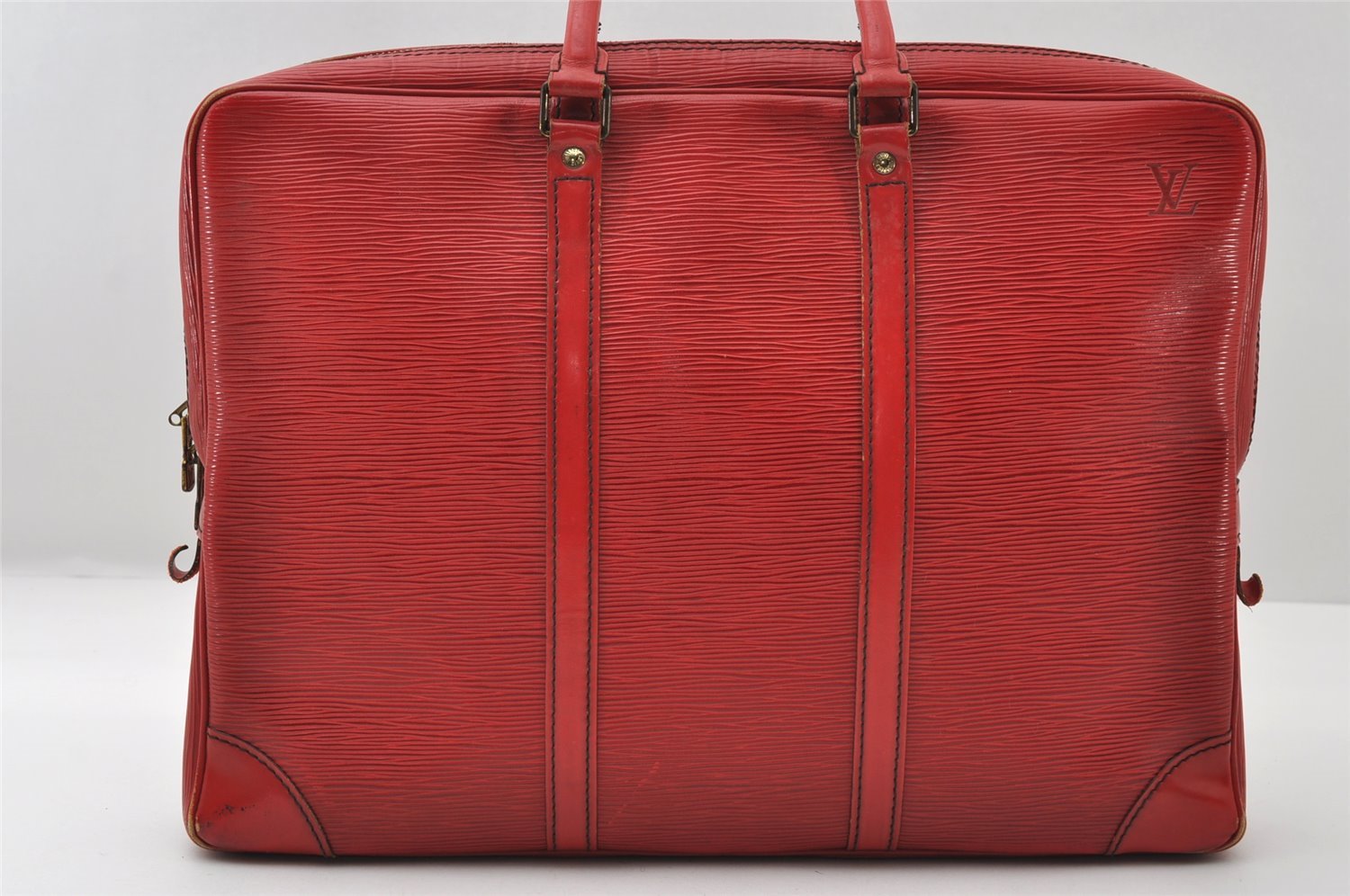 Authentic Louis Vuitton Epi Porte Documents Voyage Briefcase Red M54477 LV 6891I